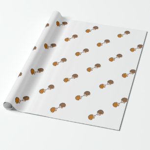 Cute little hand drawn hedgehogs in love wrapping paper