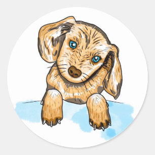 Cute little Hand drawn Puppy Dog  Classic Round Sticker