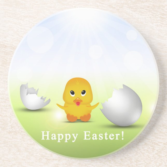 Cute Little Happy Easter Baby Chick Coaster (Front)