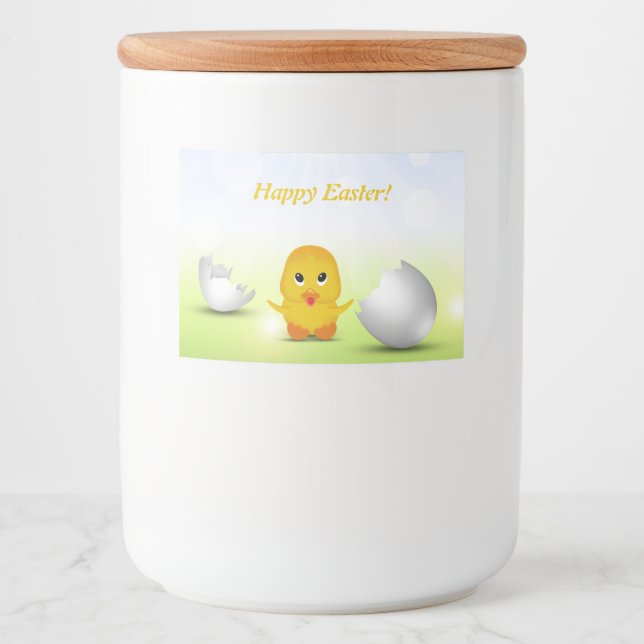 Cute Little Happy Easter Baby Chick Food Label (Front)