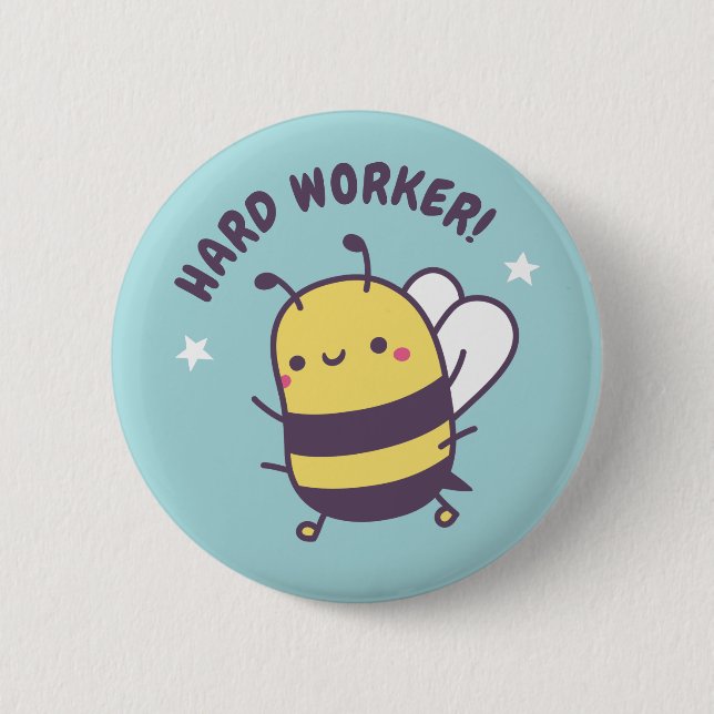 Cute Little Hard Worker Bee 6 Cm Round Badge (Front)