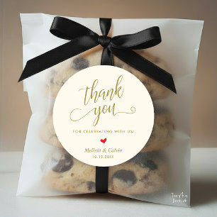 Cute Little Heart Modern Wedding Thank You Gifts Classic Round Sticker