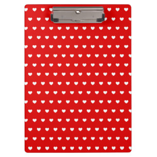 Cute Little Hearts Polka Dot Pattern On Flashy Red Clipboard