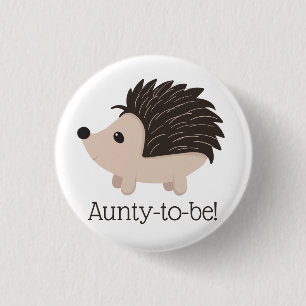 Cute Little Hedgehog   Aunty to be Baby Shower 3 Cm Round Badge