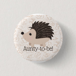 Cute Little Hedgehog   Aunty to be Baby Shower 3 Cm Round Badge