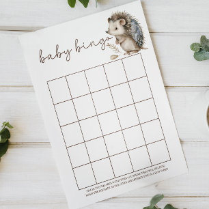 Cute Little Hedgehog Baby Bingo Baby Shower Game Poster