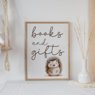 Cute Little Hedgehog Baby Shower Books Gifts Sign