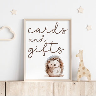 Cute Little Hedgehog Baby Shower Cards Gifts Sign