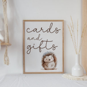 Cute Little Hedgehog Baby Shower Cards Gifts Sign