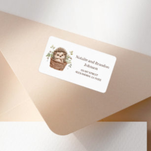 Cute Little Hedgehog Baby Shower Label