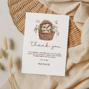 Cute Little Hedgehog Baby Shower Thank You Card