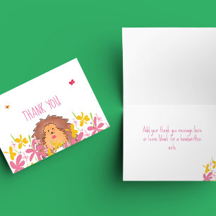 Cute Little Hedgehog Baby Shower Thank You Card