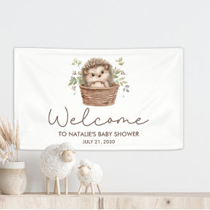 Cute Little Hedgehog Baby Shower Welcome Banner