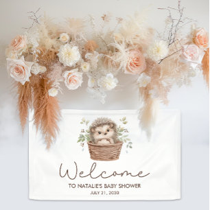Cute Little Hedgehog Baby Shower Welcome Banner