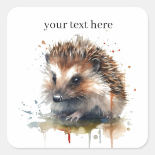 Cute little hedgehog customisable square sticker