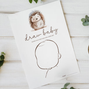 Cute Little Hedgehog Draw Baby Baby Shower Game Poster