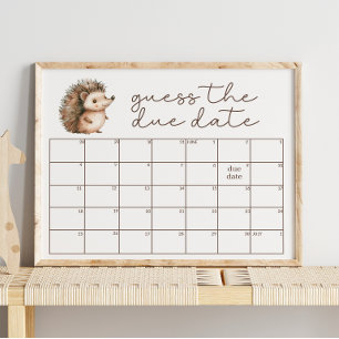 Cute Little Hedgehog Guess Due Date Baby Shower Poster