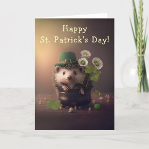 Cute Little Hedgehog St. Patrick's Day Holiday Card