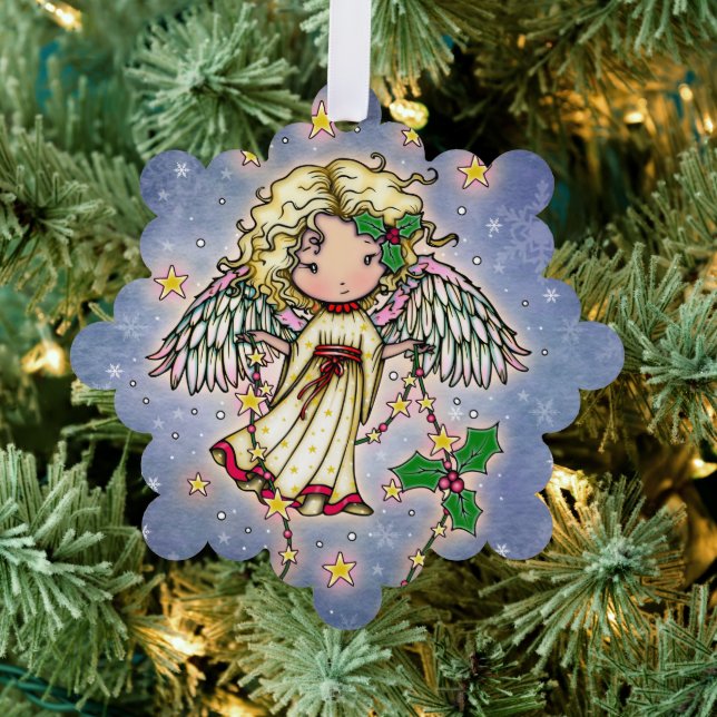 Cute Little Holly Angel Tree Decoration Card (Insitu (Tree))