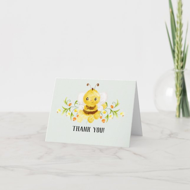 Cute Little Honey Bee Baby Shower Thank You Card (Front)