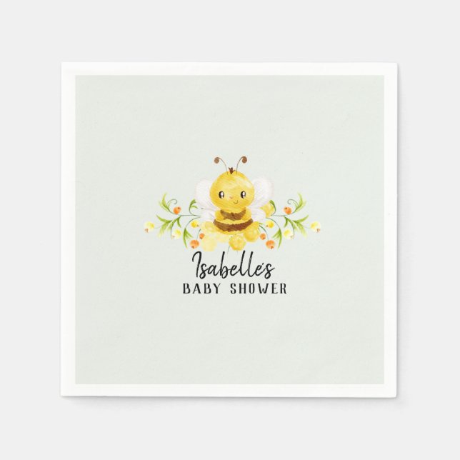 Cute Little Honeybee Baby Shower Custom Napkin (Front)