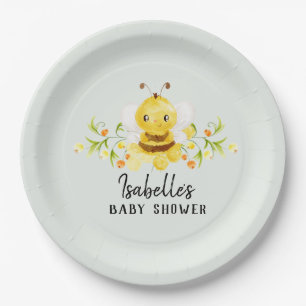 Cute Little Honeybee Baby Shower Paper Plate
