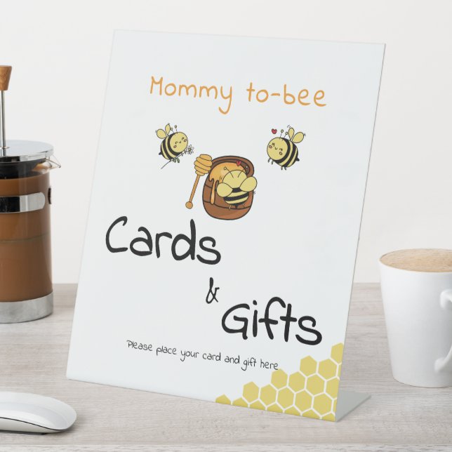 Cute Little Honeybee & Sweet Honey Cards & Gifts Pedestal Sign (In SItu)
