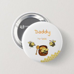 Cute Little Honeybee & Sweet Honey Daddy-to-bee 6 Cm Round Badge