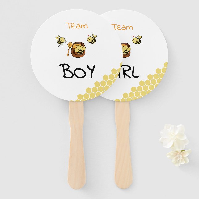 Cute Little Honeybee & Sweet Honey Gender Reveal Hand Fan (Front and Back)