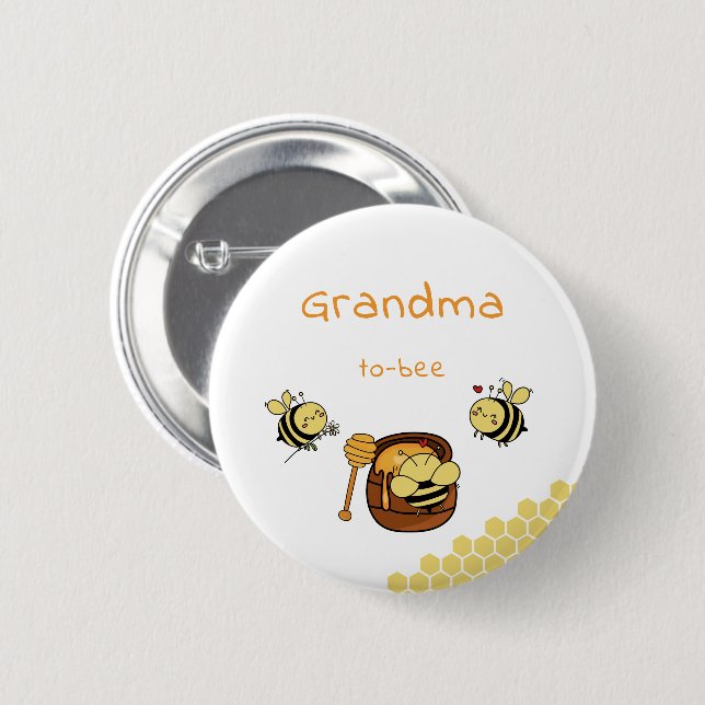 Cute Little Honeybee & Sweet Honey Grandma-to-bee 6 Cm Round Badge (Front & Back)