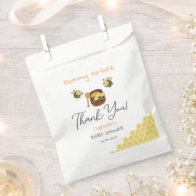 Cute Little Honeybee With Sweet Honey Baby Shower Favour Bags (Clipped)