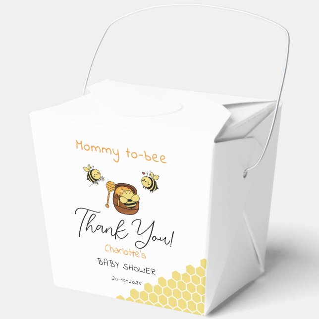 Cute Little Honeybee With Sweet Honey Baby Shower Favour Box (Front)