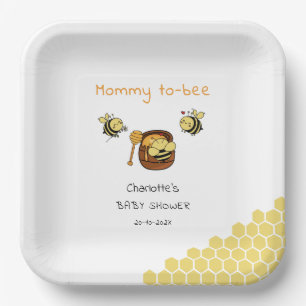 Cute Little Honeybee With Sweet Honey Baby Shower Paper Plate