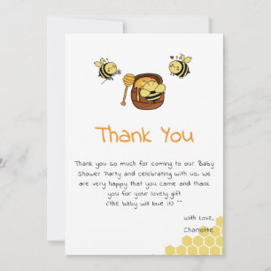 Cute Little Honeybee With Sweet Honey Baby Shower Thank You Card