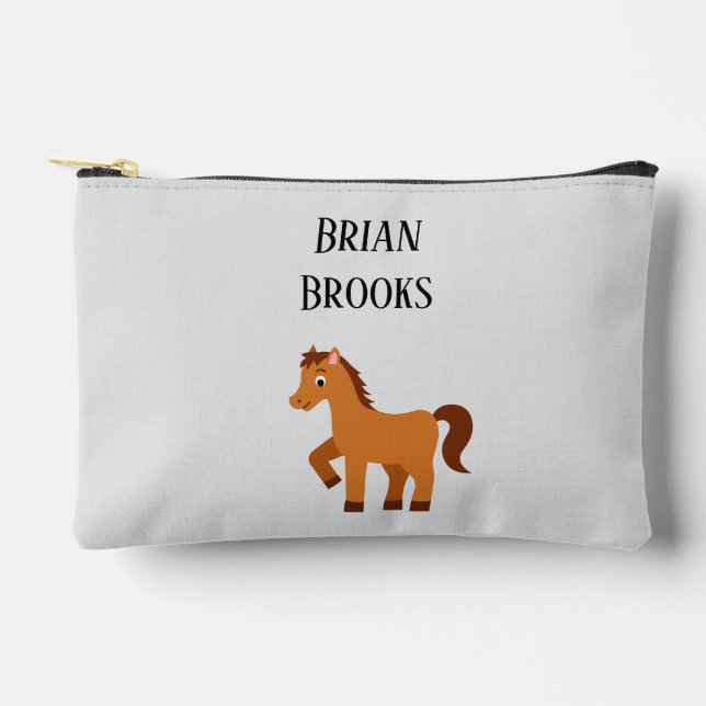 Cute little horse custom name accessory pouch (Front)