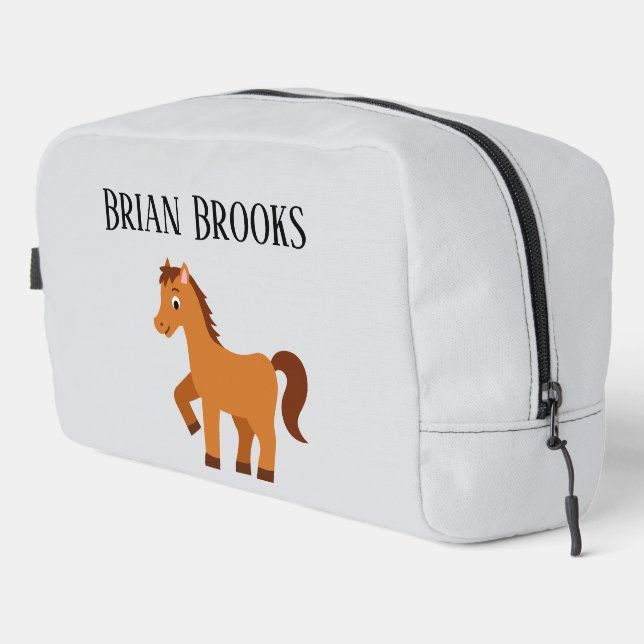 Cute little horse custom name dopp kit (Right Corner)