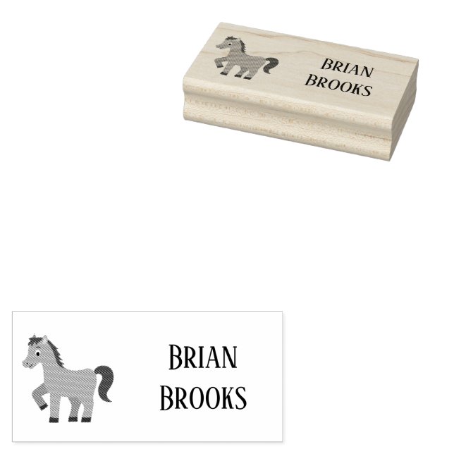 Cute little horse custom name rubber stamp (Stamped)
