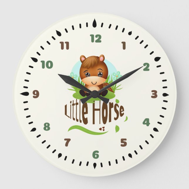 Cute little horse large clock (Front)
