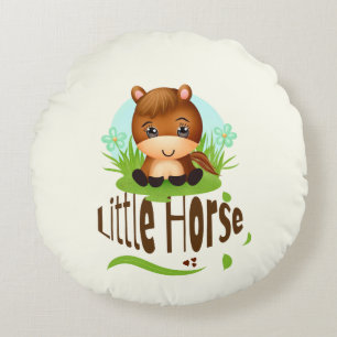 Cute little horse round cushion