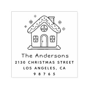 Cute Little House Family Name Return Address Self-inking Stamp