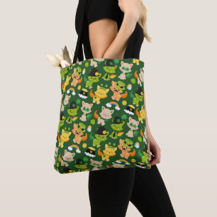 CUTE LITTLE IRISH CELTIC KITTY CATS TOTE BAG