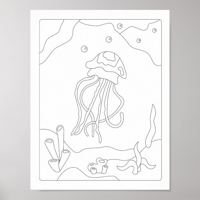 Cute Little Jellyfish  Antistress Colouring book  Poster (Front)