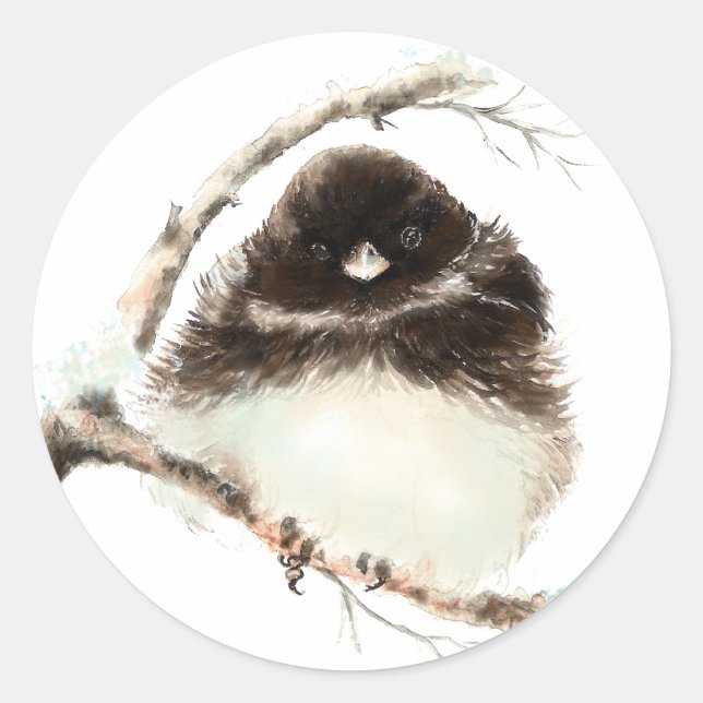Cute Little Junco, Watercolor Nature Bird Classic Round Sticker (Front)