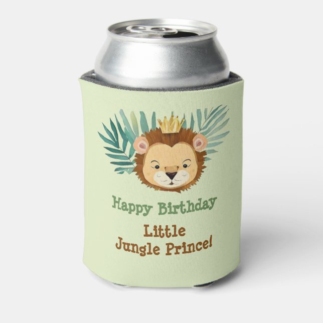 Cute Little Jungle Lion Birthday Can Cooler (Can Back)