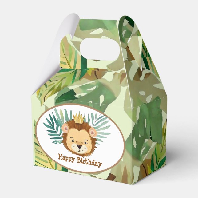 Cute Little Jungle Lion Birthday Favour Box (Front Side)