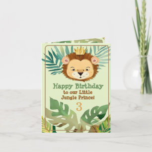 Cute Little Jungle Lion Birthday Holiday Card