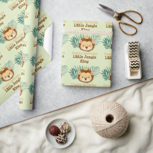 Cute Little Jungle Lion Birthday Wrapping Paper