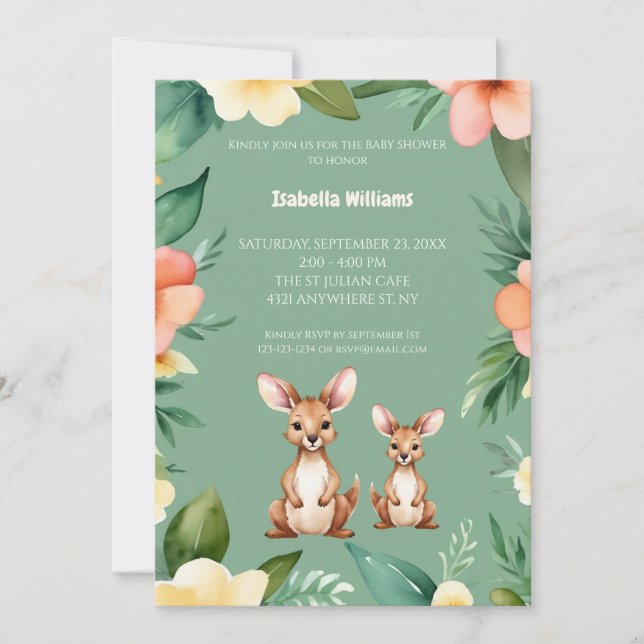 Cute Little Kangaroos Baby Shower Invitation (Front)