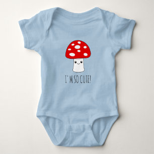 Cute little Kawaii mushroom drawing Baby Bodysuit