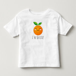 Cute little kawaii orange fruit face drawing toddler T-Shirt